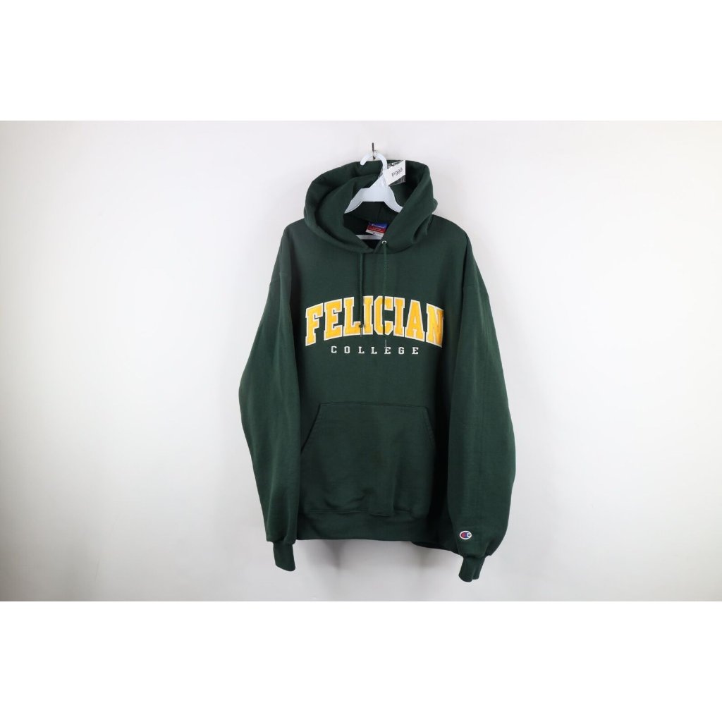 Vintage Champion Mens Xl Faded Spell Out Felician College Hoodie Sweatshirt